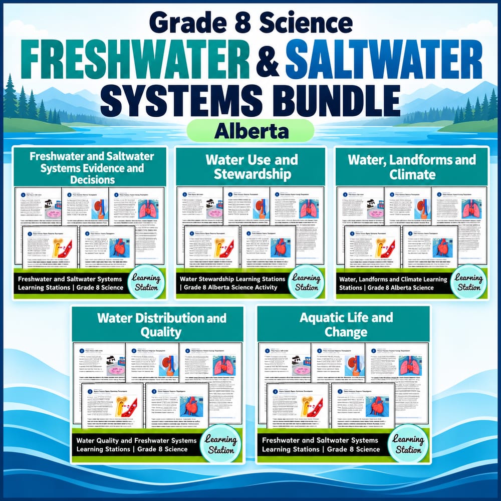 Grade 8 Alberta Science Freshwater & Saltwater Systems Bundle