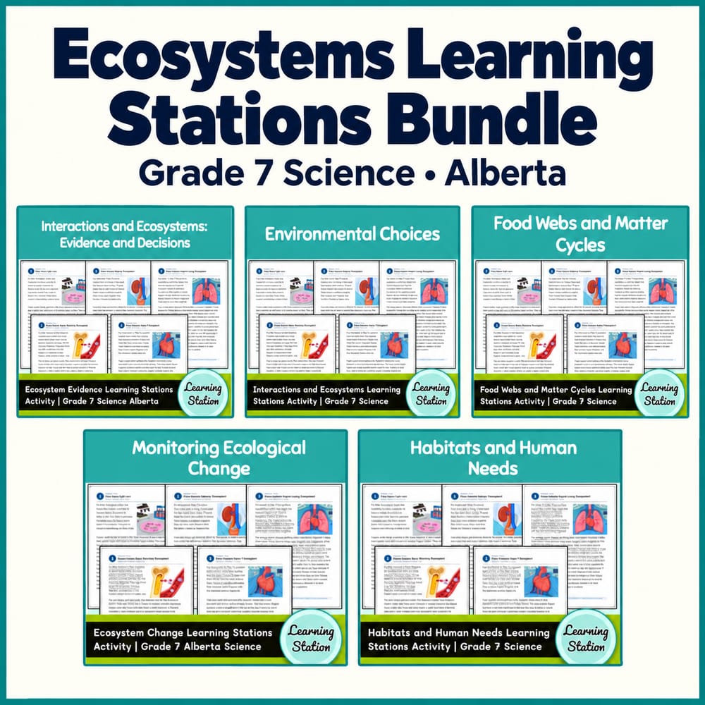 Grade 7 Alberta Science Ecosystems Learning Stations Bundle