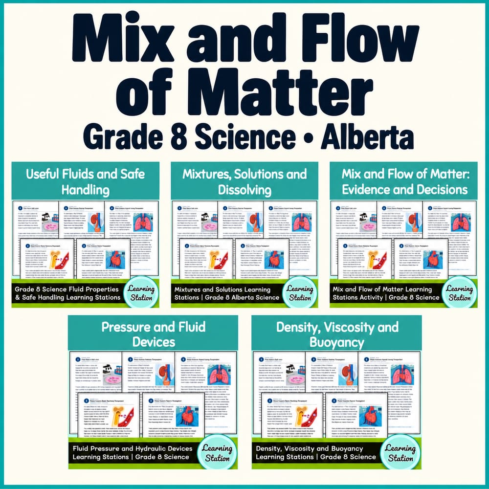 Grade 8 Science Mix and Flow of Matter Alberta Lesson Bundle