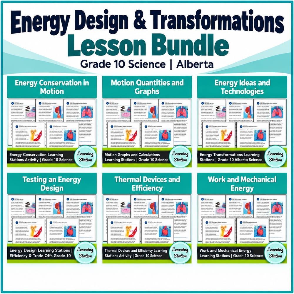 Grade 10 Alberta Science Energy Transformations & Efficiency Bundle