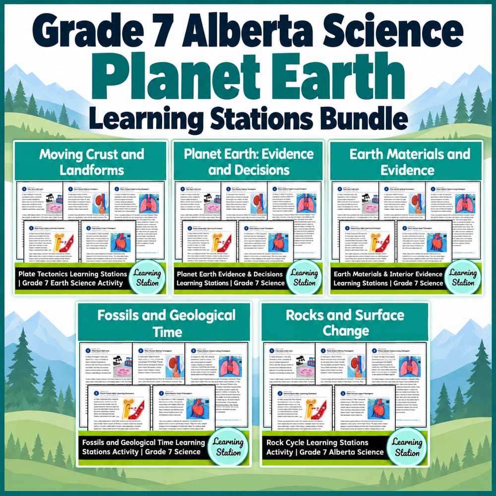 Grade 7 Alberta Science Planet Earth Learning Stations Bundle