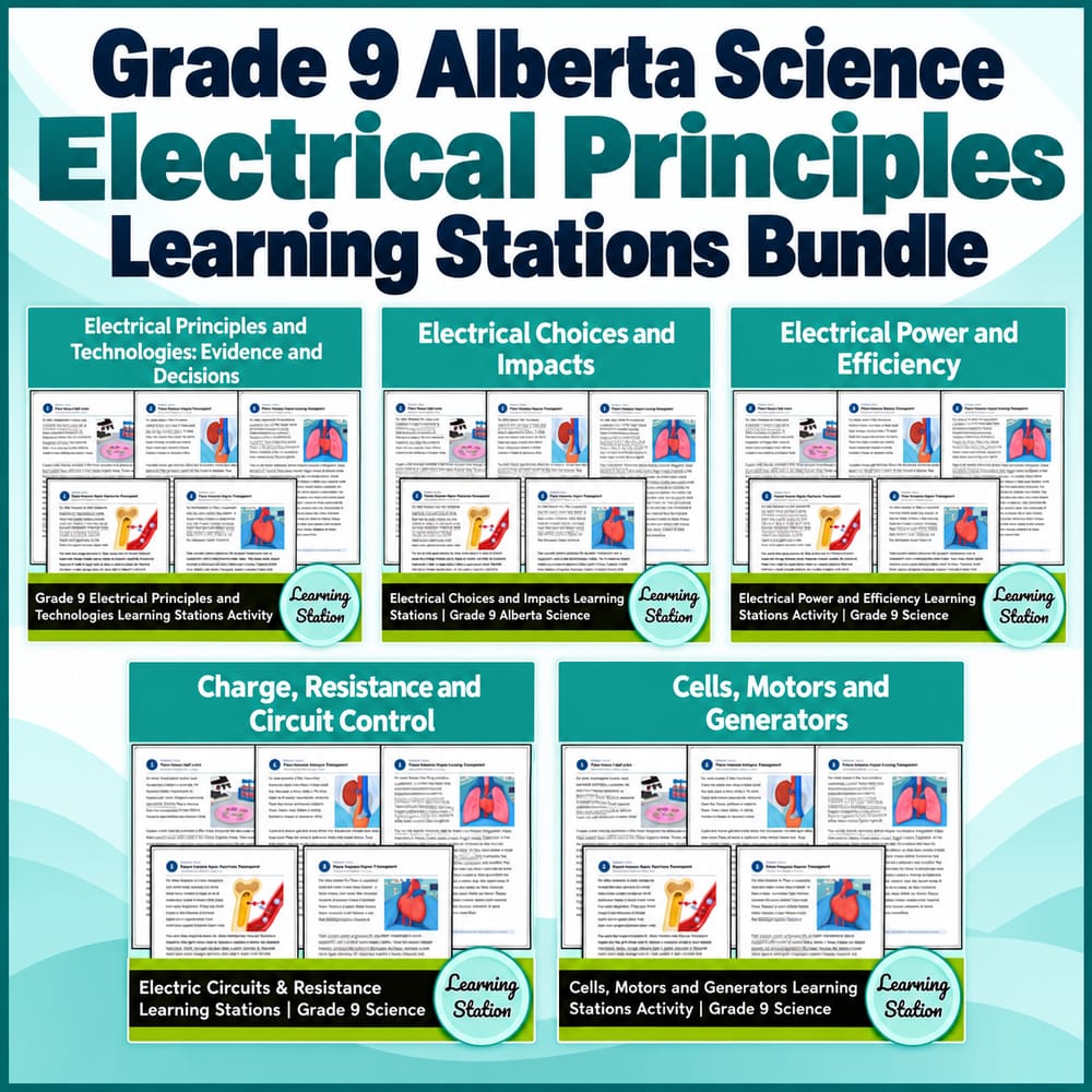 Grade 9 Alberta Science Electrical Principles Learning Stations Bundle
