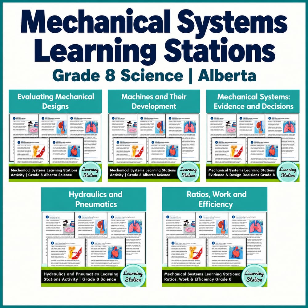 Grade 8 Science Mechanical Systems Learning Stations | Alberta
