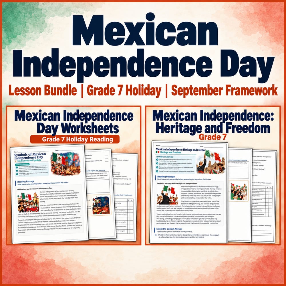Mexican Independence Day Lesson Bundle | Grade 7 Holiday | September Framework