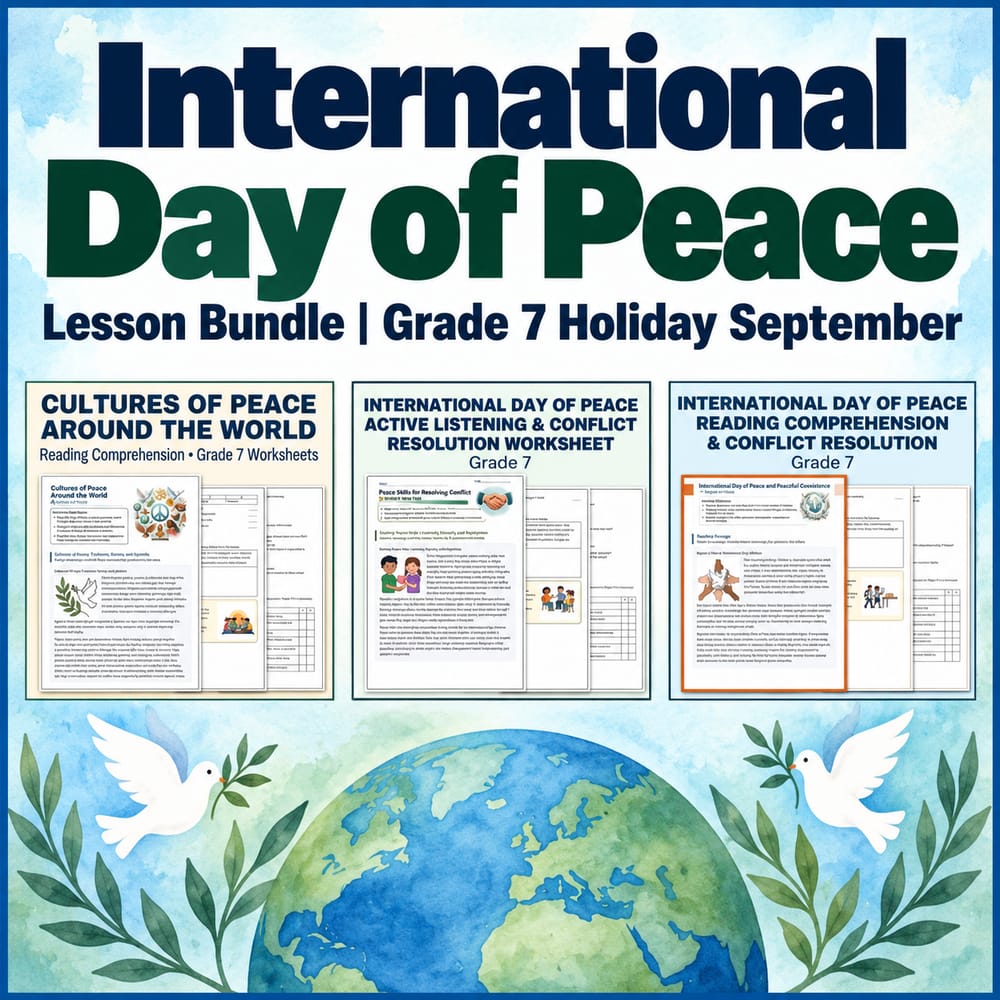 International Day of Peace Lesson Bundle | Grade 7 Holiday September
