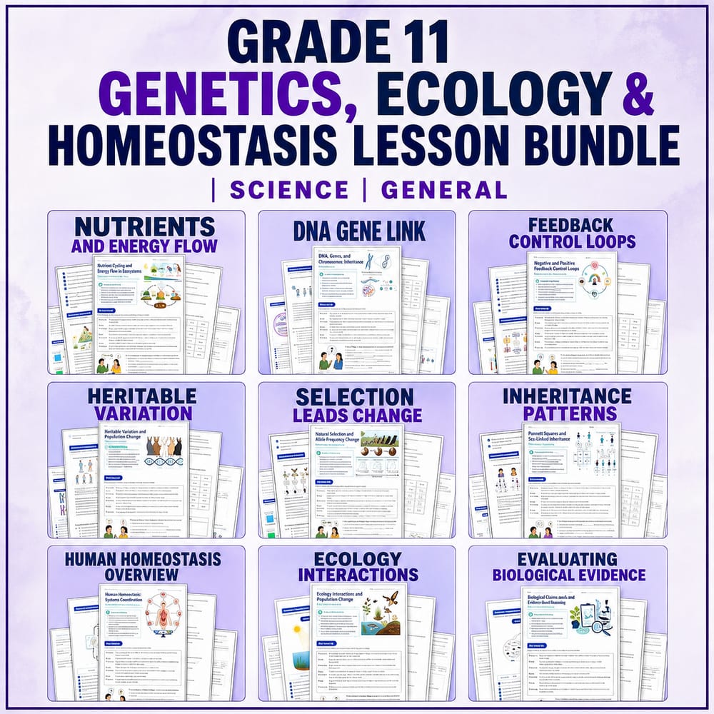 Genetics, Ecology & Homeostasis Bundle | Grade 11 Science Worksheets