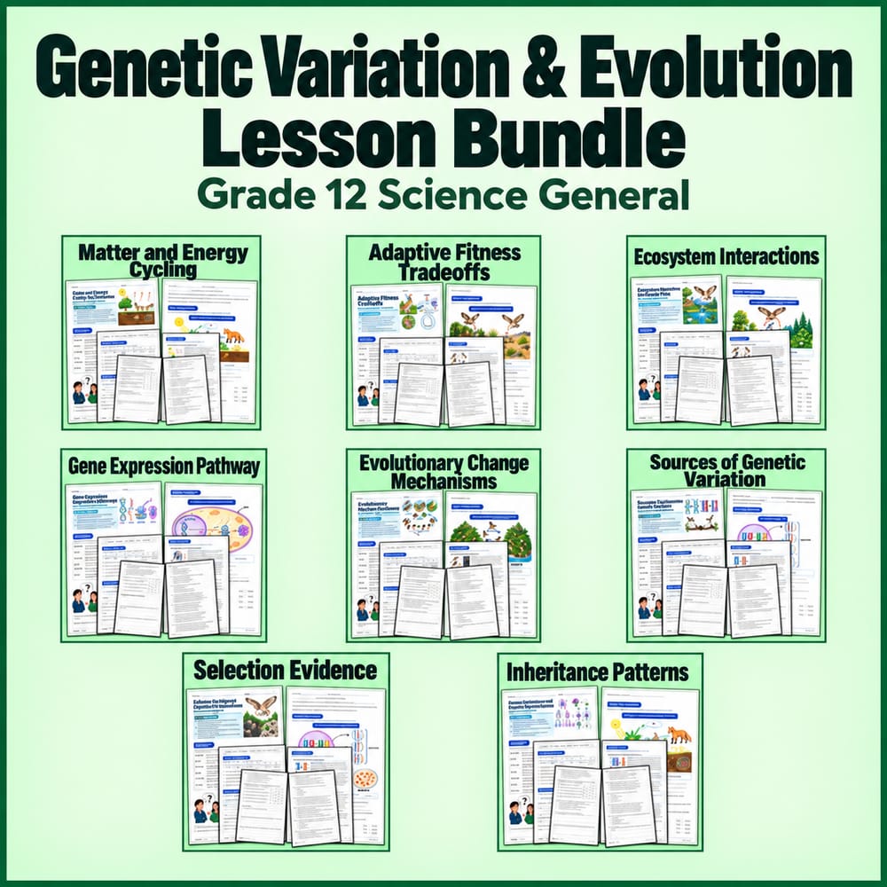 Grade 12 Science Genetics & Evolution Worksheets Lesson Bundle