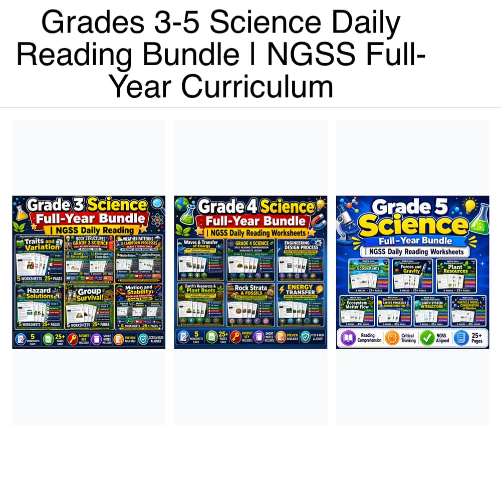 Grades 3-5 Science Daily Reading Bundle | NGSS Full-Year Curriculum