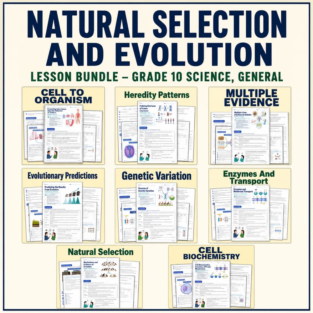 Grade 10 Life Science Worksheets Bundle | Evolution & Genetics