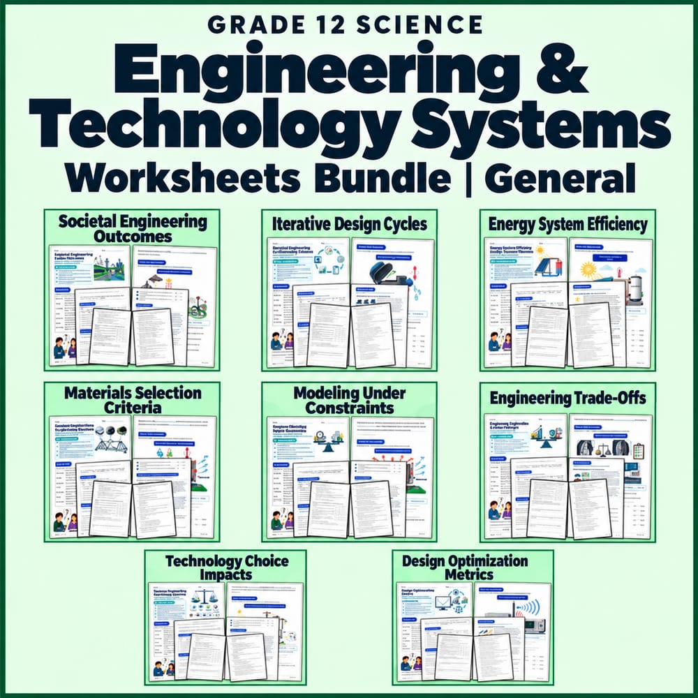 Grade 12 Science Engineering & Technology Systems Worksheets Bundle