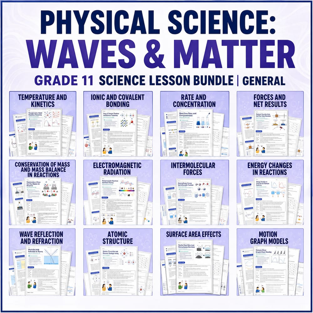 Physical Science Worksheets Bundle | Grade 11 Science | Waves & Matter