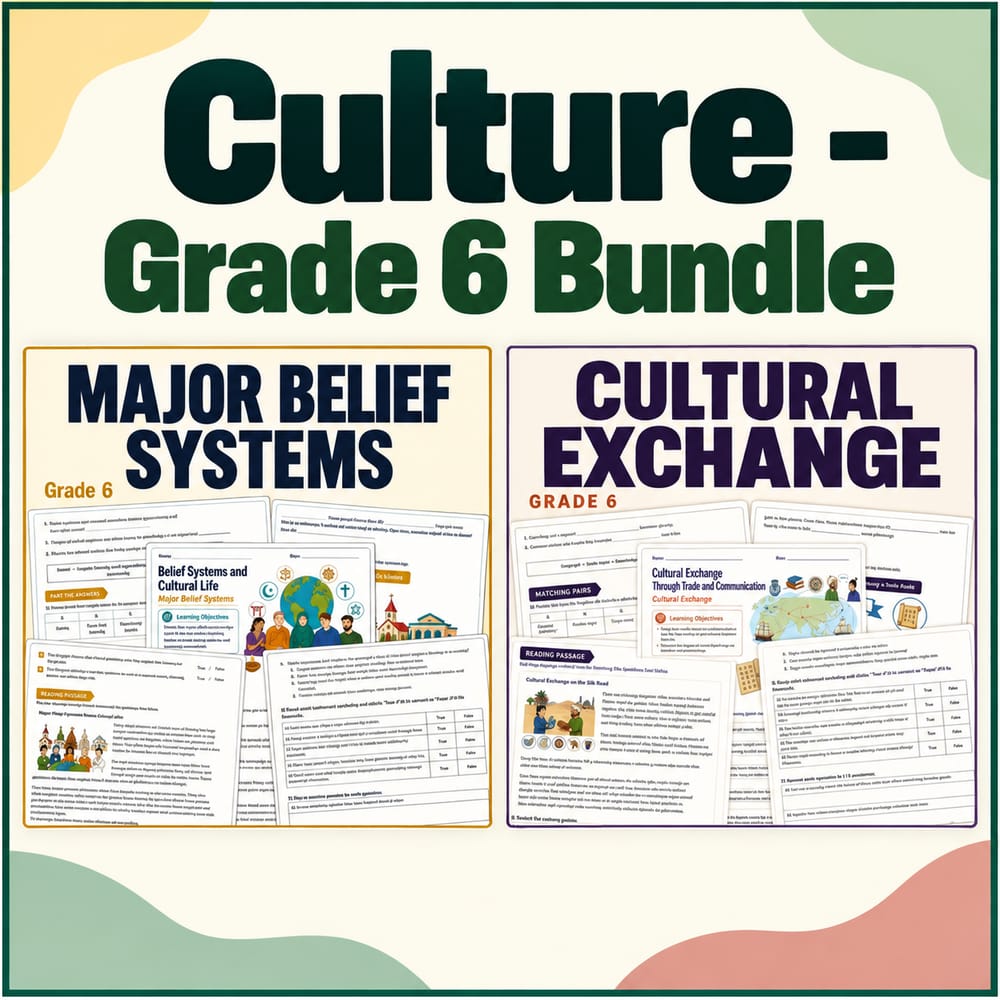 Culture Grade 6 Worksheets Bundle | Social Studies TEKS
