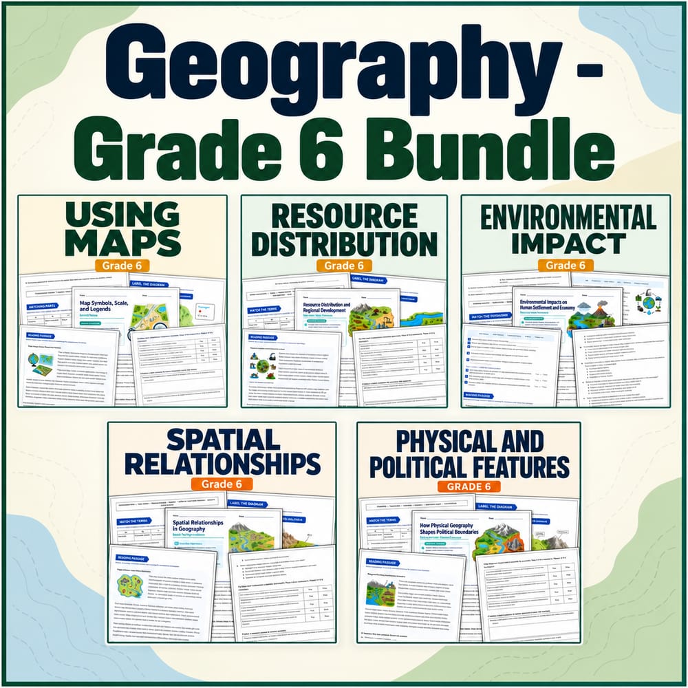 Geography Grade 6 Worksheets Bundle | Social Studies TEKS