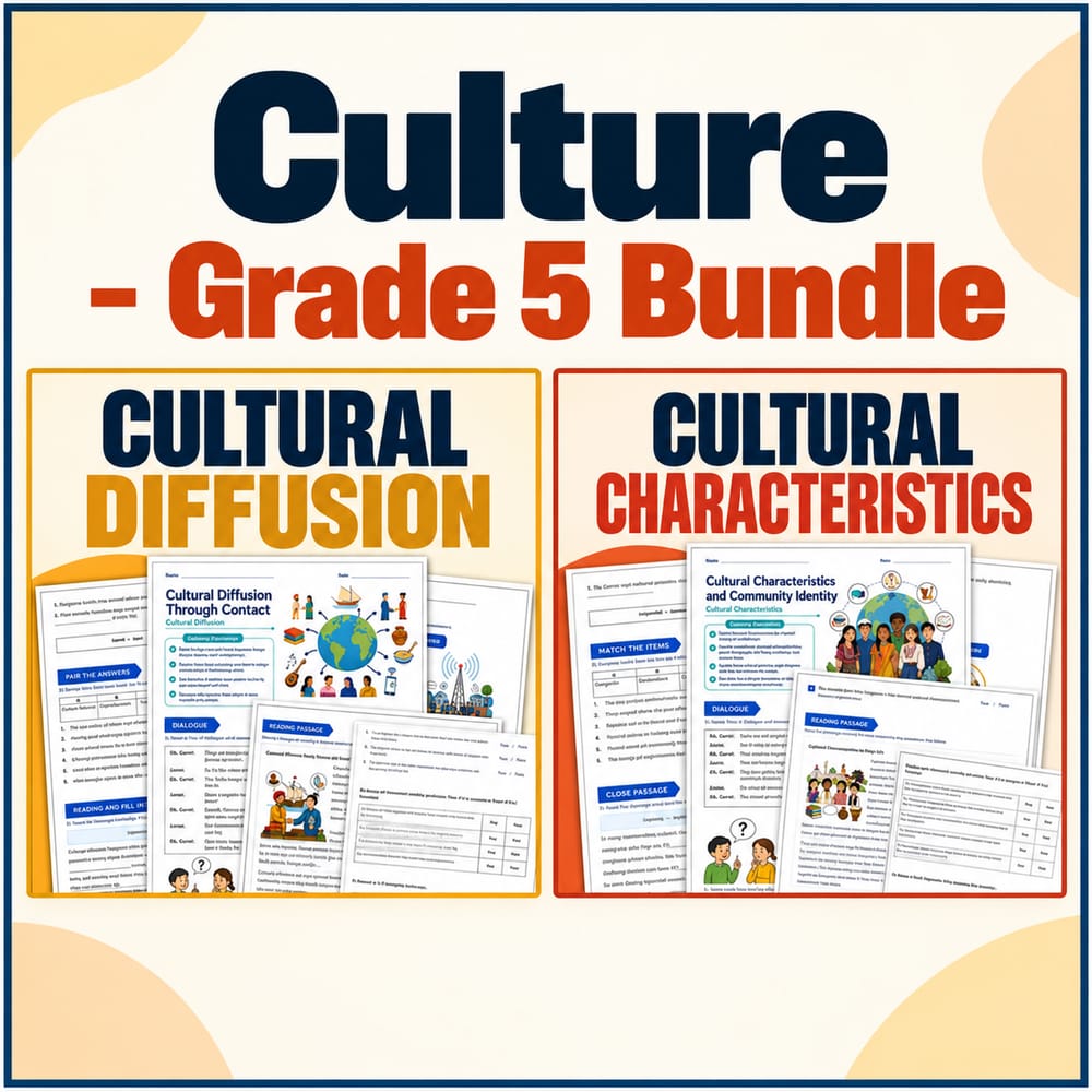 Geography Grade 5 Social Studies TEKS Worksheets Bundle | Texas