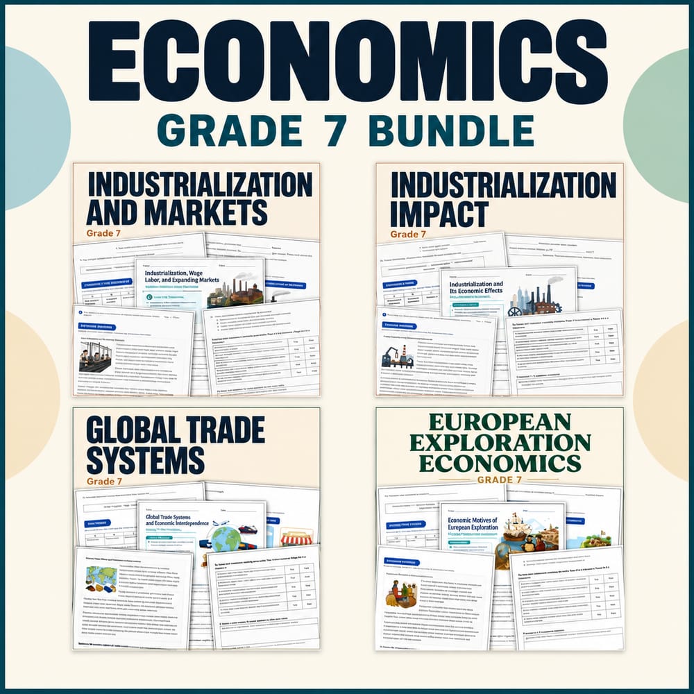 Economics Grade 7 Social Studies Worksheets TEKS Bundle