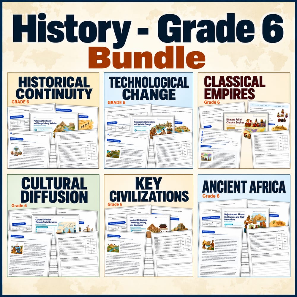 Grade 6 Social Studies Worksheets History TEKS Unit Bundle