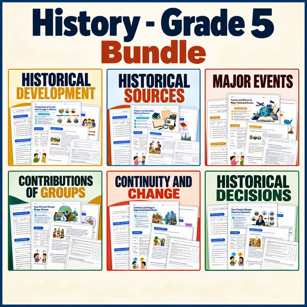 History Grade 5 Social Studies Worksheets TEKS Bundle | 6 Resources