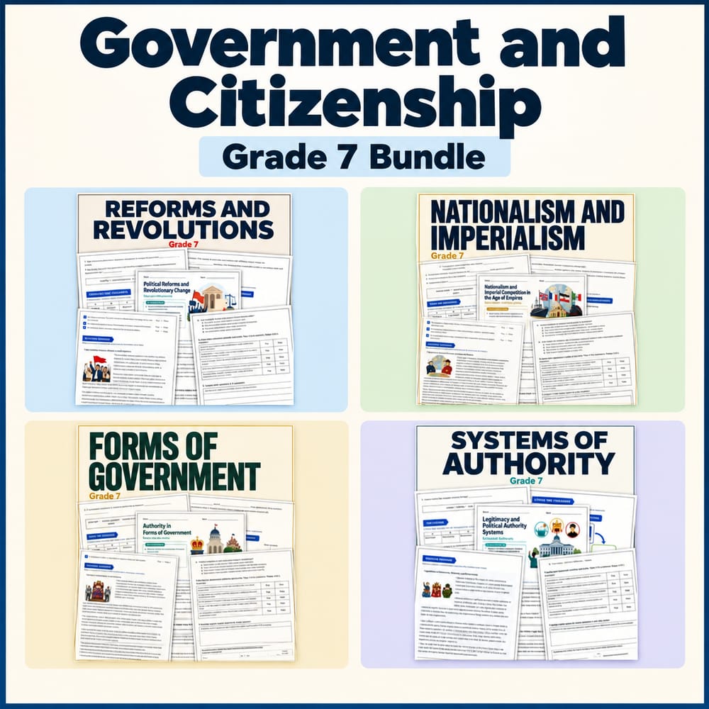 Government & Citizenship Worksheets | Grade 7 Social Studies TEKS