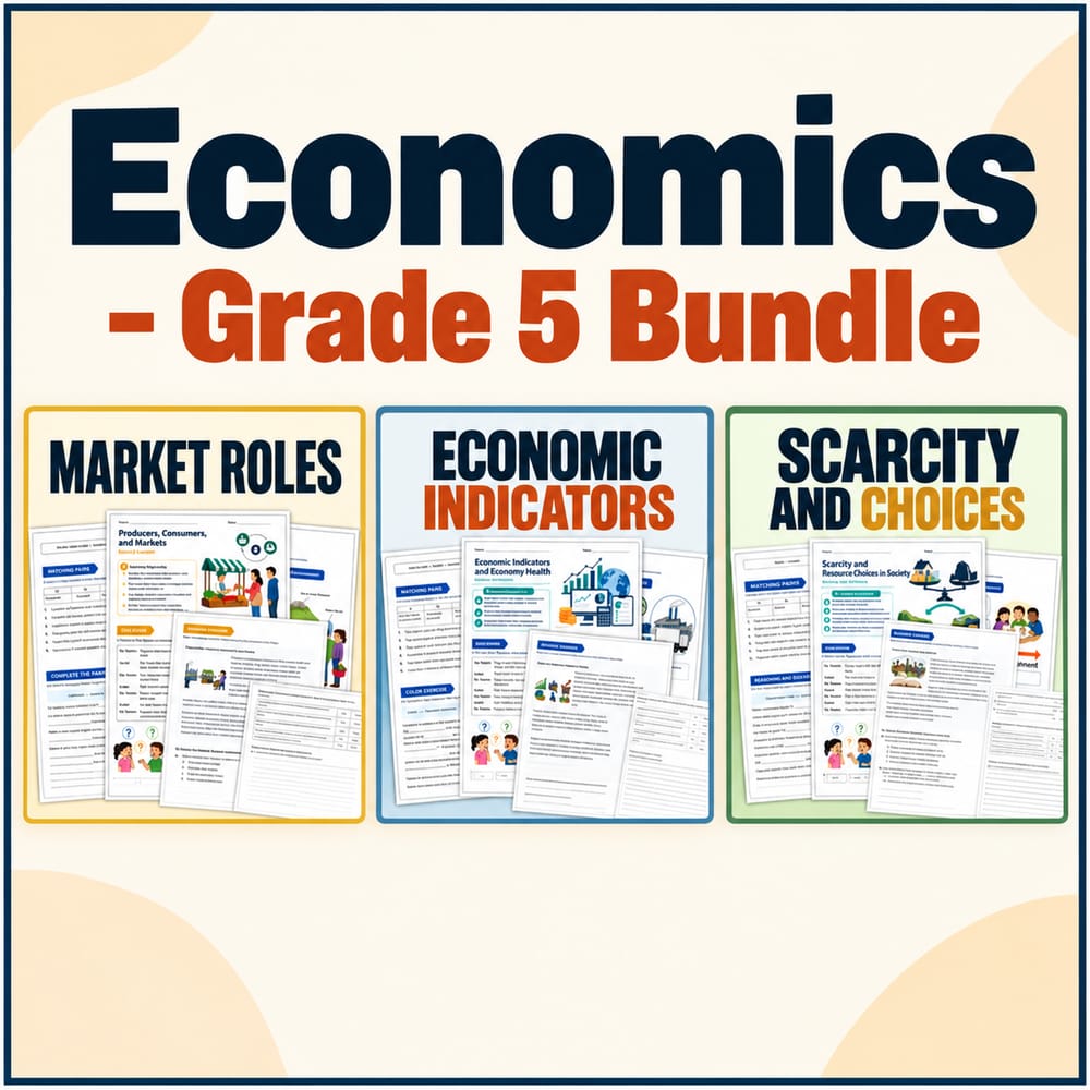 Grade 5 Economics Worksheets Bundle | Social Studies TEKS