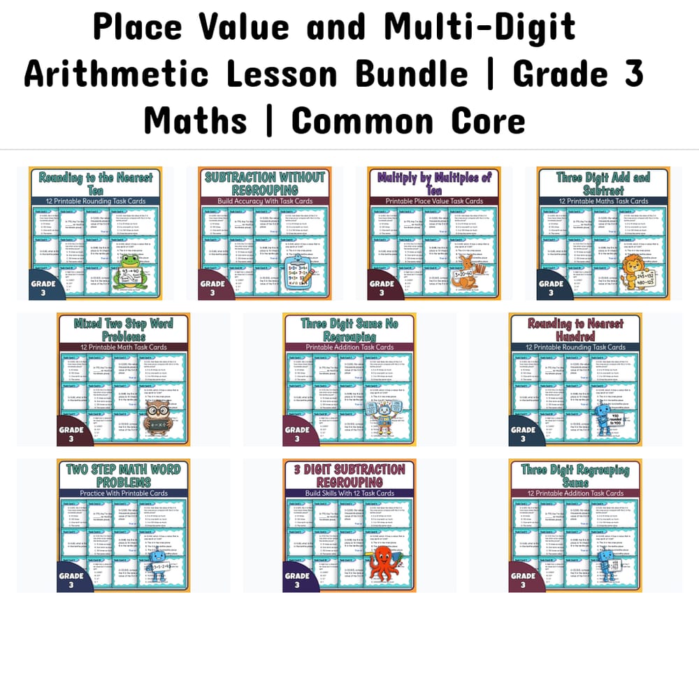 Place Value and Multi-Digit Arithmetic Lesson Bundle | Grade 3 Maths | Common Core